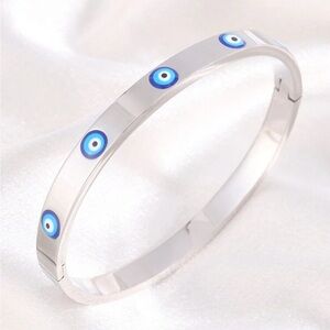 Stainless Steel Evil Eye Bangle